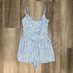 Urban Outfitters Raleigh Playsuit Blue Floral Romper - XS